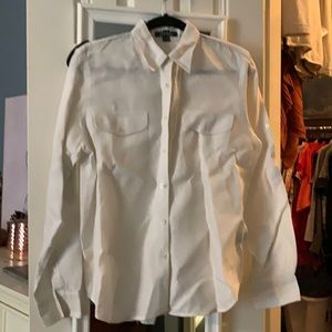 White Lenin Lauren button down top